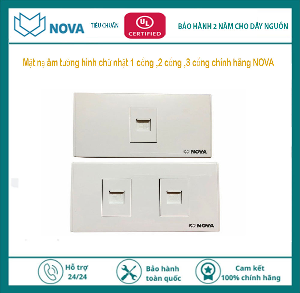 Mặt faceplace hình chữ nhật 1 cổng nova PN NV-21001W chính hãng